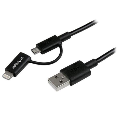 1M LIGTHNING OR MICRO USB TO USB CABLE LTUB1MBK